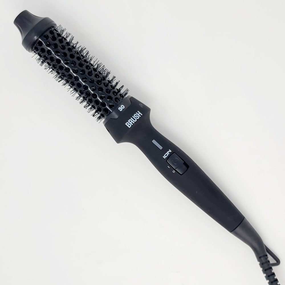 BRUSH 30mm Heated Curling Brush Ionic Ceramic Keratin Argan Oil Black Works